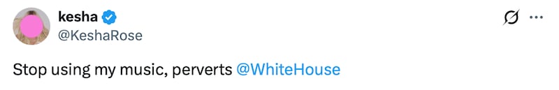 Kesha lashes out at the White House.