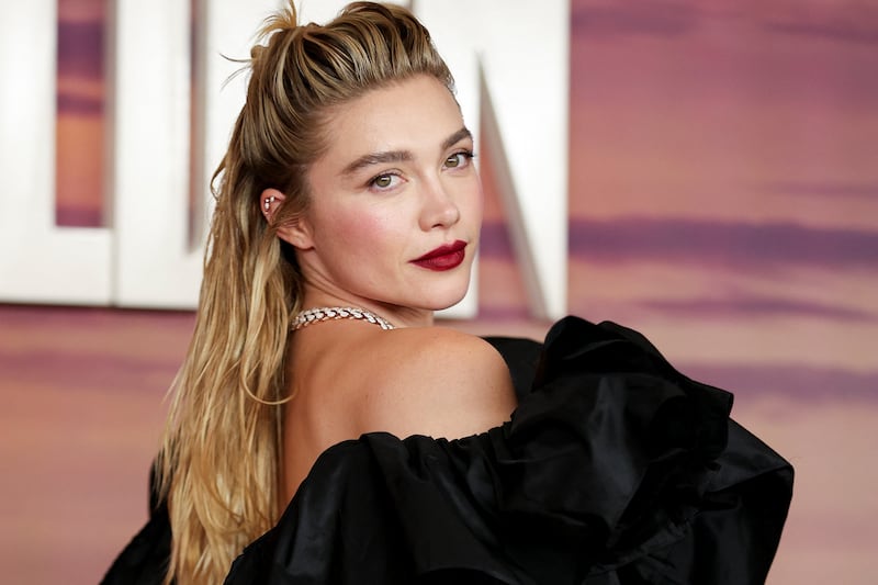 Florence Pugh plays opposite Alan Cumming in “Doomsday,” but the two never filmed a scene together. REUTERS/Corey Rudy