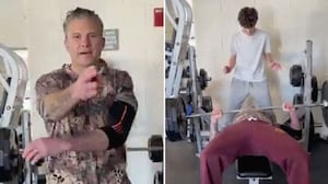 Pete Hegseth and his son working out