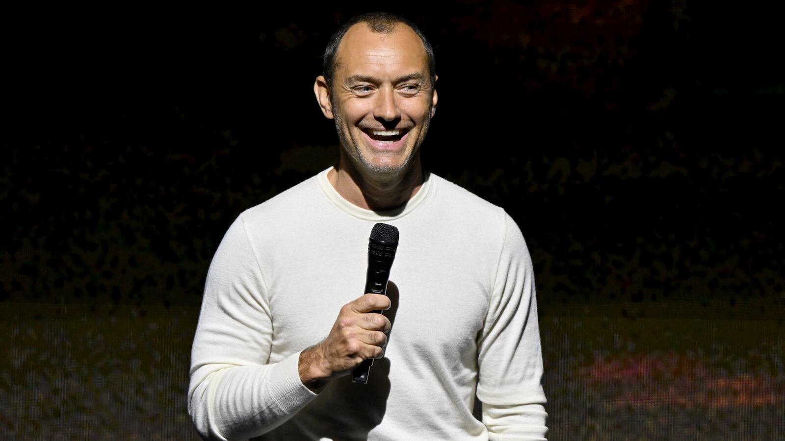 NEW YORK, NEW YORK - MAY 14: Jude Law speaks onstage during Netflix's Upfront 2025 on May 14, 2025 in New York City. (Photo by Roy Rochlin/Getty Images for Netflix)
