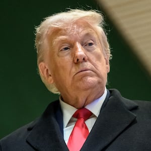 U.S. President Donald Trump looks on as he leaves the congress centre during the World Economic Forum (WEF) annual meeting in Davos on January 21, 2026.