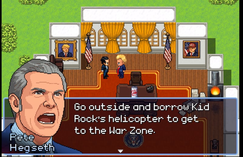 Hegseth is one of many Trumpworld characters to appear in the game.