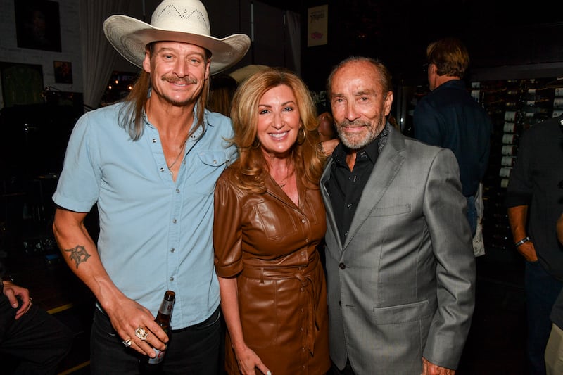NASHVILLE, TENNESSEE - JUNE 03: Kid Rock, Kimberly Payne, and Lee Greenwood attend the "The Detroit Cowboy" Grand Opening with Kid Rock and Friends at The Detroit Cowboy on June 03, 2025 in Nashville, Tennessee. (Photo by Jason Davis/Getty Images for The Detroit Cowboy)