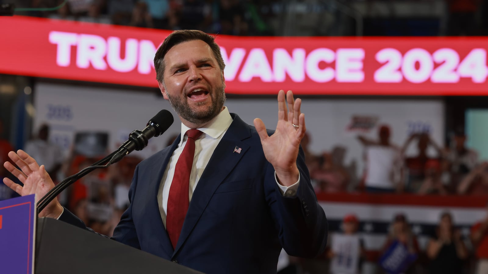 J.D. Vance at a campaign rally in Atlanta, Georgia.