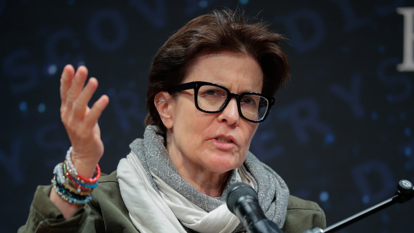 WASHINGTON, DC - DECEMBER 15: Kara Swisher conducts a recording of her "On With Kara Swisher" podcast at the Johns Hopkins University Bloomberg Center on December 15, 2025 in Washington, DC. Part of the university's Discovery Series and co-hosted by Vox Media, Swisher interviewed Uber CEO Dara Khosrowshahi and Aurora CEO Chris Urmson about the effect of artificial intelligence on transportation, including autonomous vehicles, policy, competition and predictions for the future. (Photo by Chip Somodevilla/Getty Images)