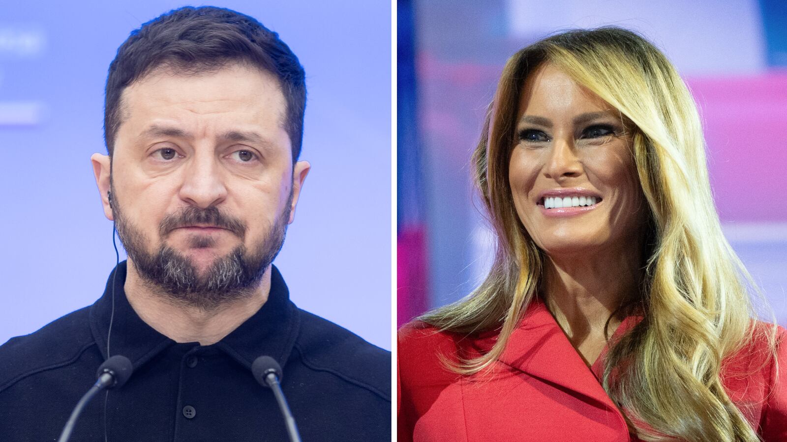Volodymyr Zelensky and Melania Trump.