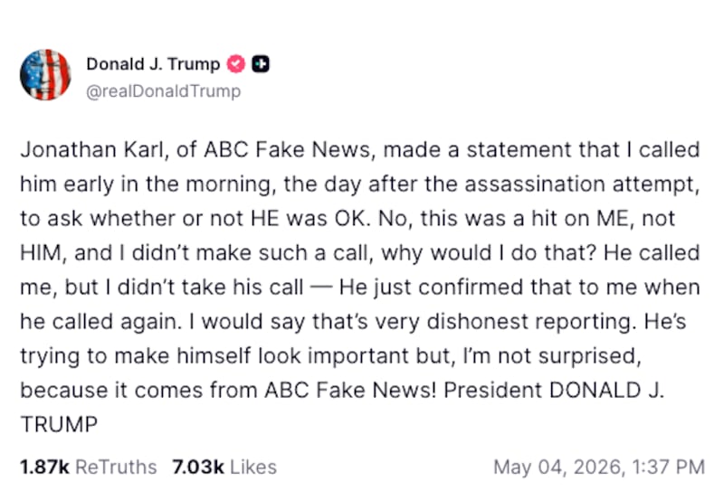 donald trump jonathan karl truth social