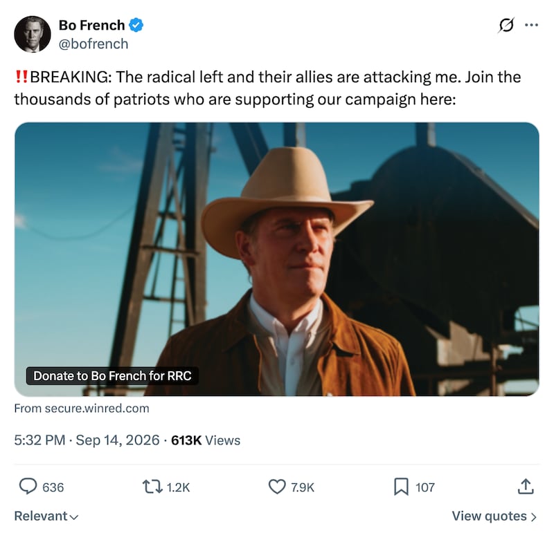 Bo French's fundraising post.