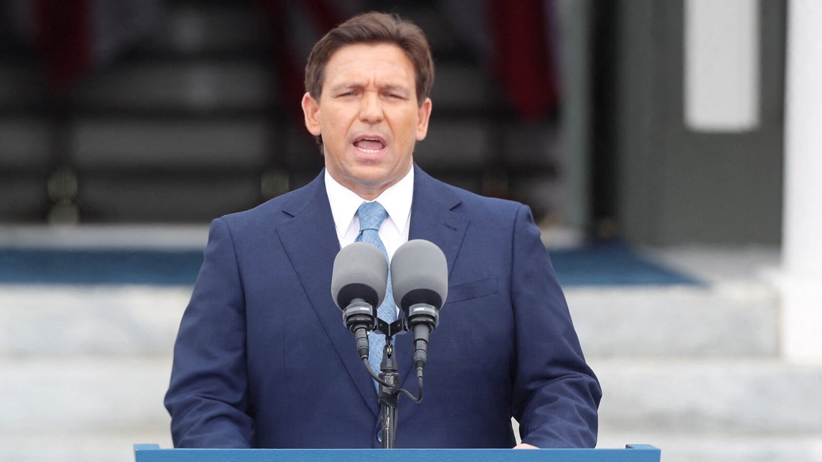 Florida's Governor Ron DeSantis gives a speech
