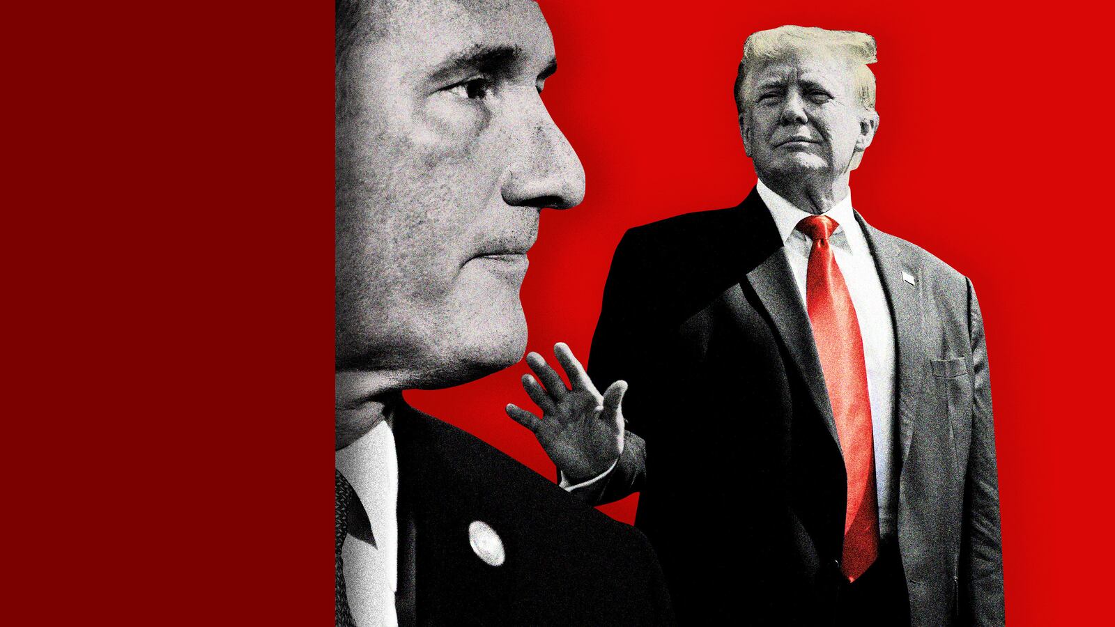 A photo illustration showing Glenn Youngkin and Donald Trump.