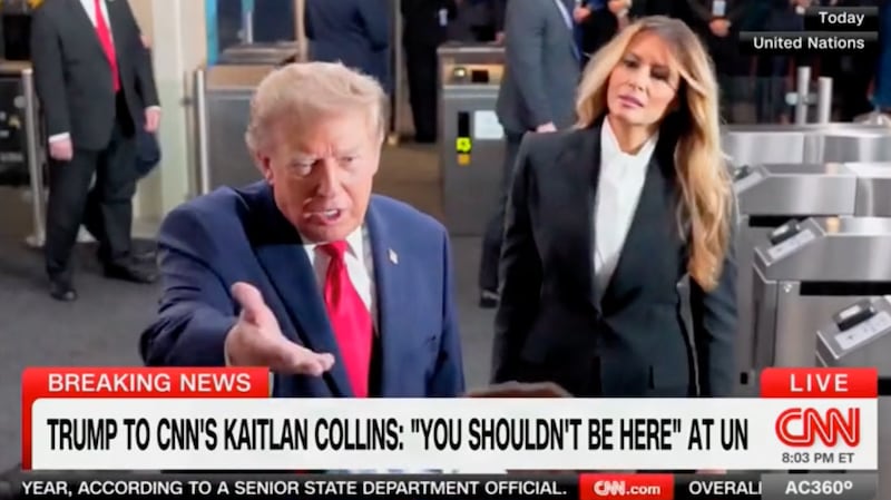 Donald Trump lashes out at CNN reporter Kaitlan Collins at the UN.