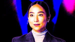 A photo illustration of Greta Lee in "The Morning Show."