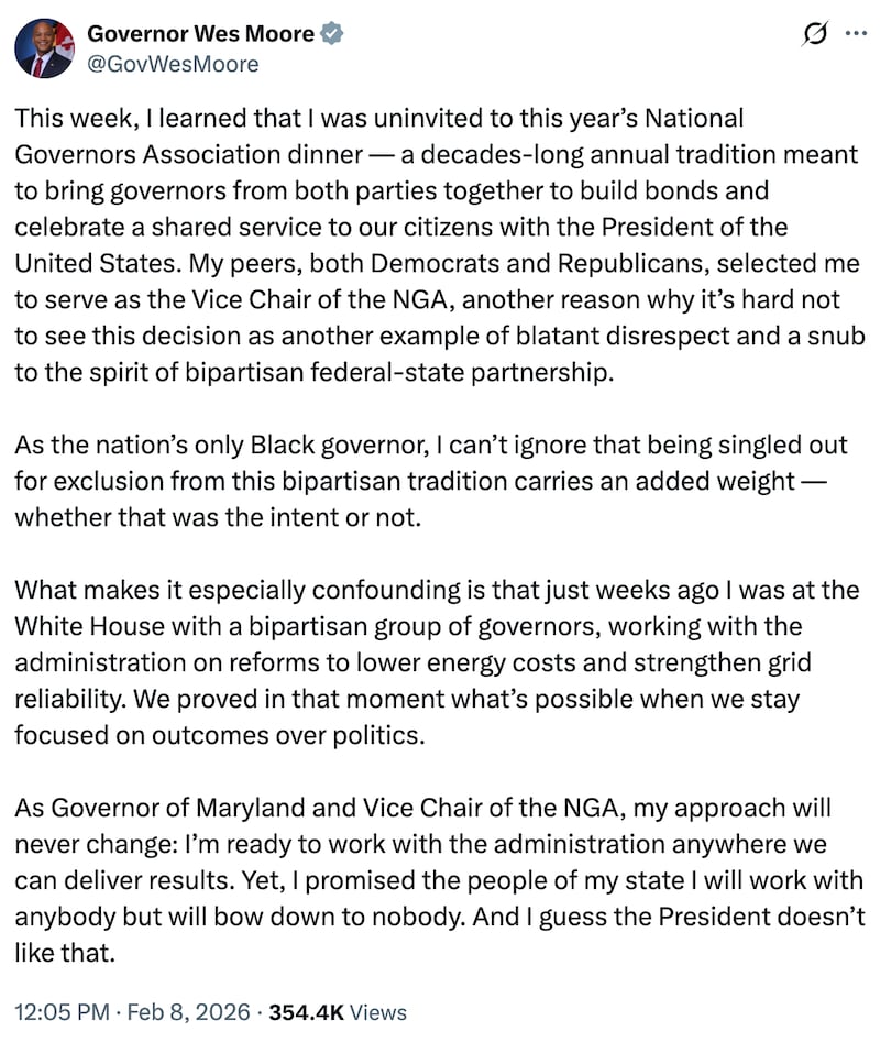 Gov. Wes Moore on X