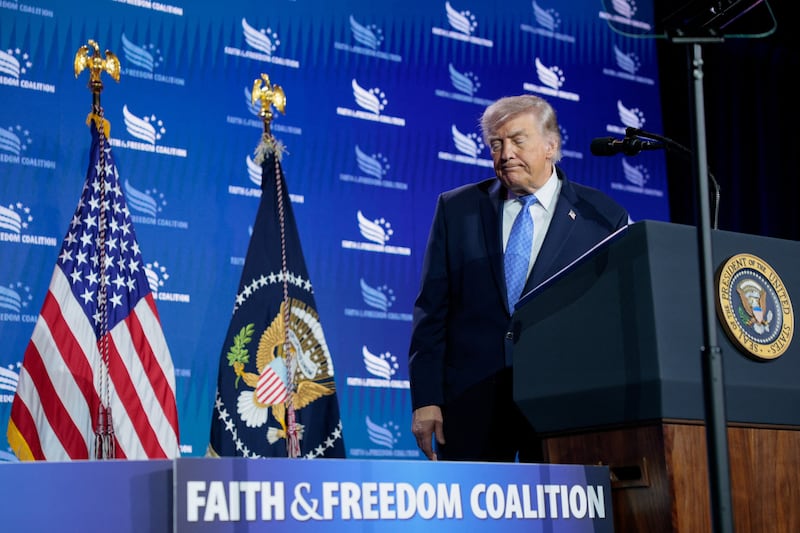 Trump gave a speech at the Faith & Freedom Coalition's 2026 Policy Conference in Washington earlier Friday.