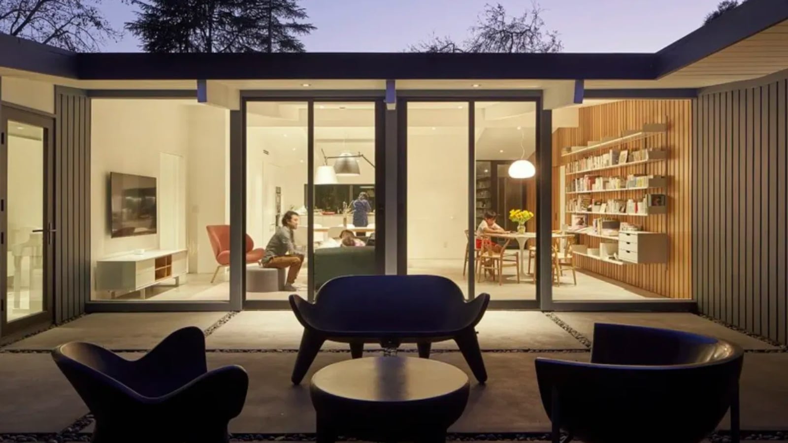 Galanter & Jones heated furniture outside of a house