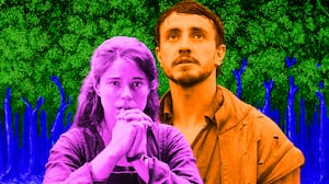 A photo illustration of Paul Mescal and Jessie Buckley in Hamnet.