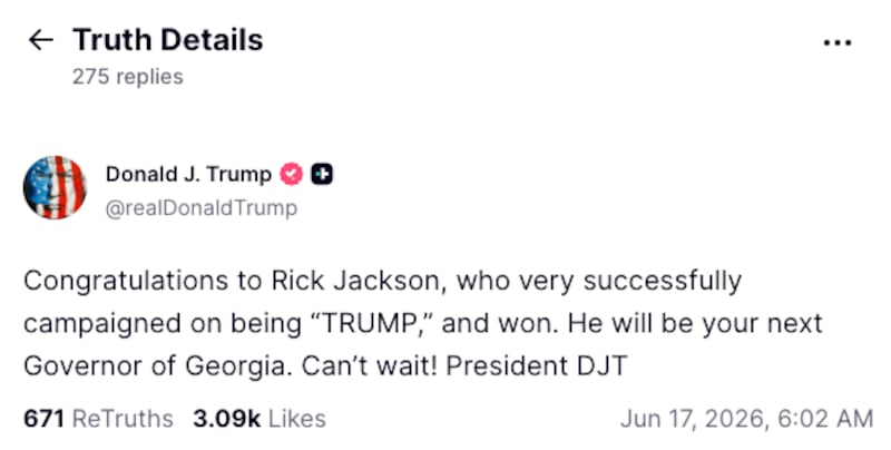 Trump Truth Social Post