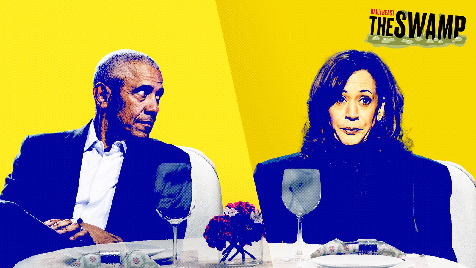 Barack Obama and Kamala Harris dine separately at the same restaurant.