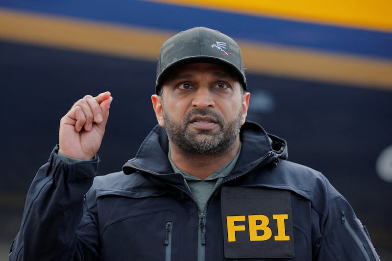 FBI Director Kash Patel announces the apprehension of Ryan Wedding, a former Canadian Olympic snowboarder who was on the FBI's Ten Most Wanted Fugitive list, during a press conference in Ontario, California, U.S., January 23, 2026.