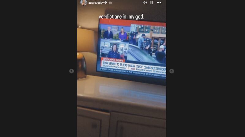 Aubrey O'Day posted her live reaction to the trial verdict on Wednesday.