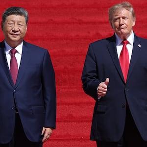 President Donald Trump and President of China Xi Jinping arrive for a tour of the National Archives Museum on September 25, 2026 in Washington, DC. President Xi concludes his three-day state visit to Washington, DC with a tour of the National Archives to view records significant to the U.S.-China relationship throughout history.