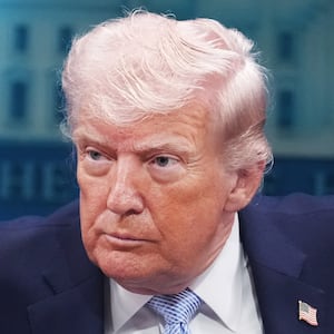 President Donald Trump conducts a news conference in the White House briefing room about the war in Iran on Monday, April 6, 2026.