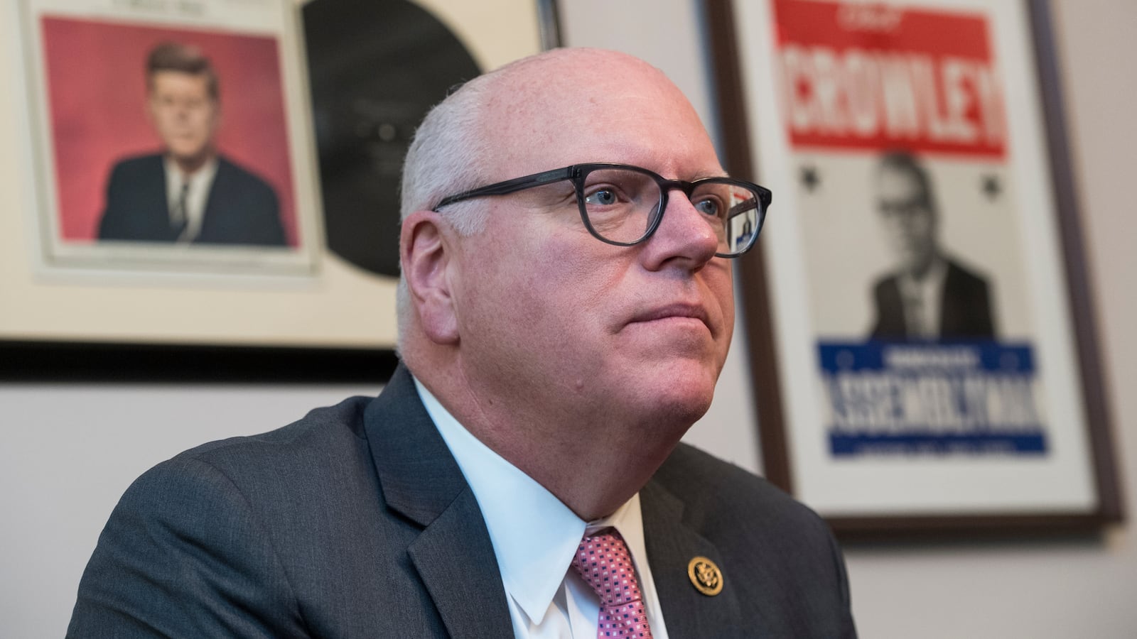 UNITED STATES - FEBRUARY 27: Rep. Joe Crowley, D-N.Y., is interviewed in his Longworth Building office on February 27, 2018. (Photo By Tom Williams/CQ Roll Call)