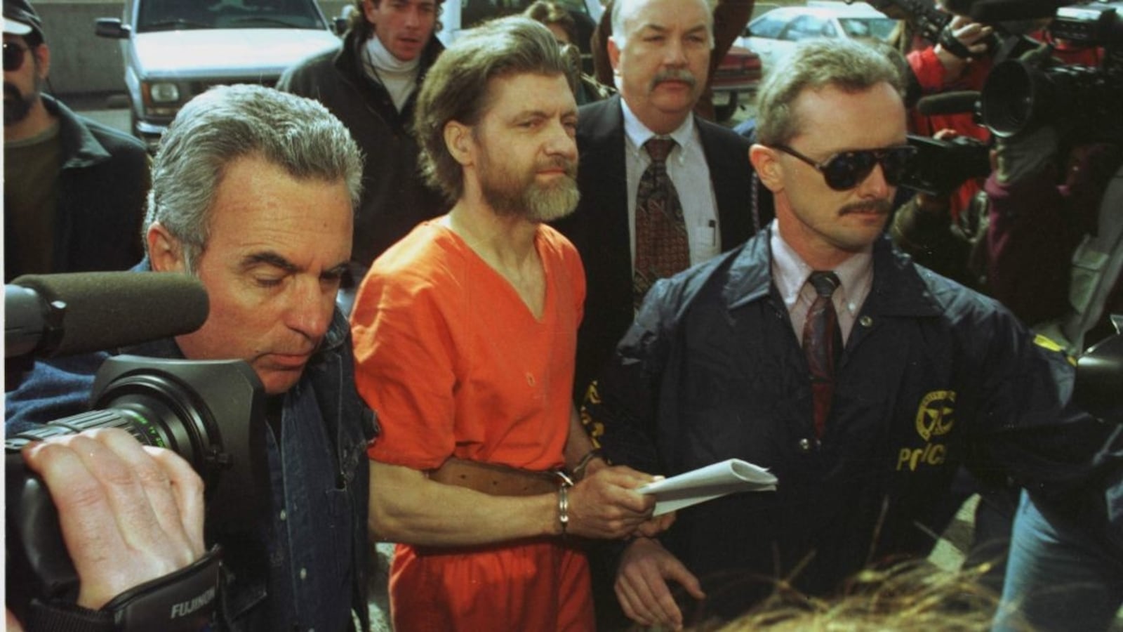 Theodore John Kaczynski is arraigned in the Federal Court Building in Helena, Montana.