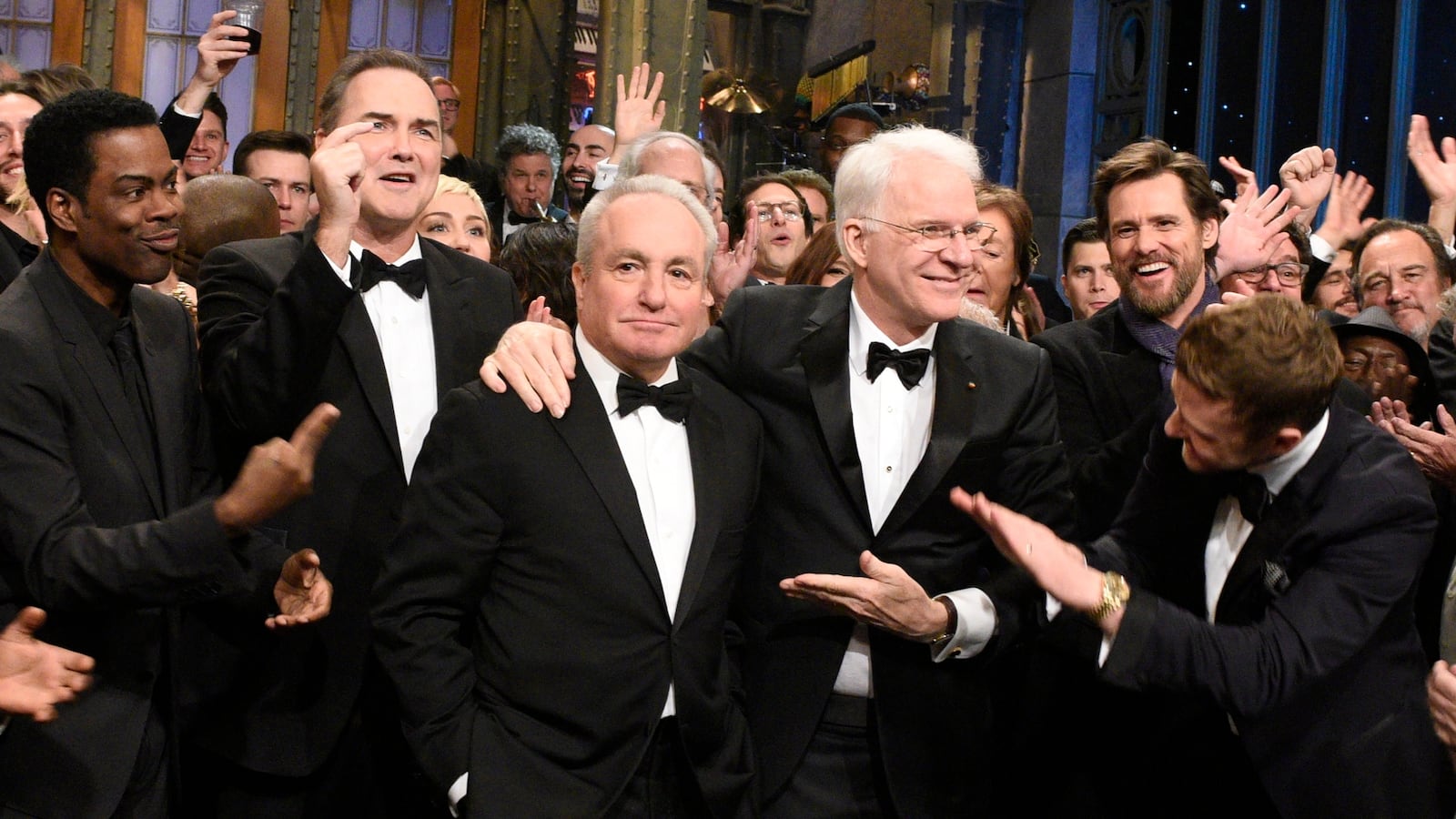 SNL 40 Chris Rock, Norm Macdonald, Lorne Michaels, Steve Martin, Jim Carrey, Jimmy Fallon