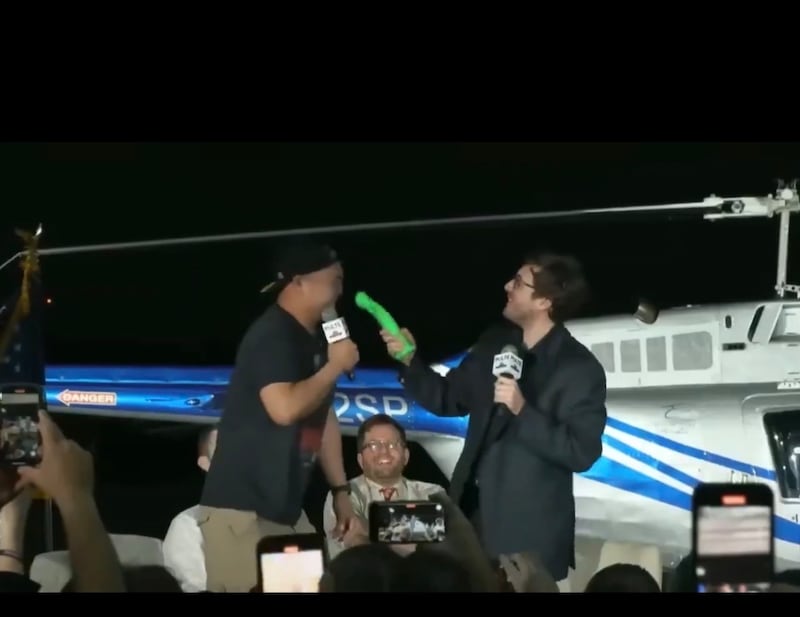 A bizarre video of Pulte co-hosting a live show in which a man gets slapped by a dildo has raised concerns about Trump's new spy chief.