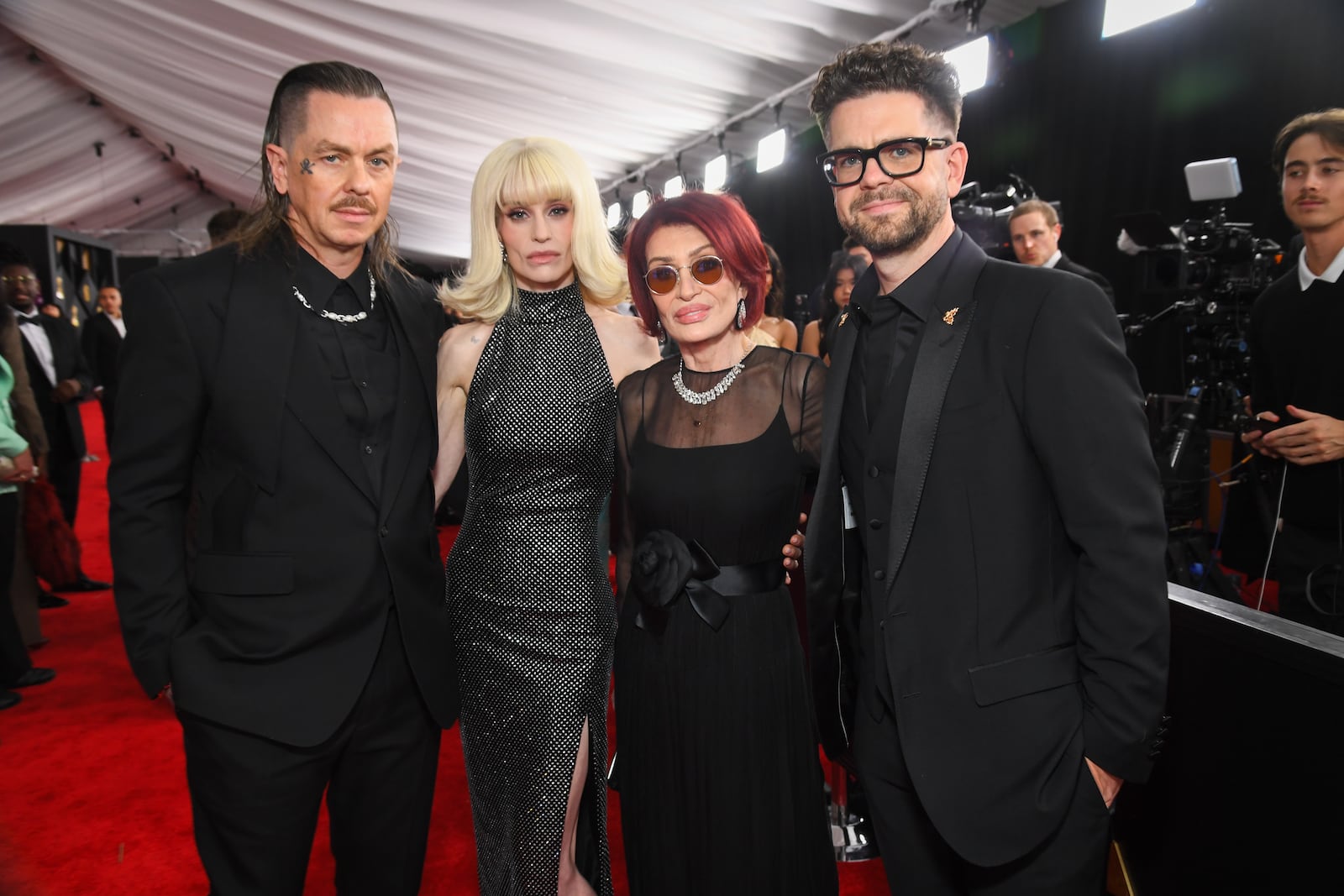 Sid Wilson, Kelly Osbourne, Sharon Osbourne, and Jack Osbourne at The 68th Annual Grammy Awards, in February 2026.