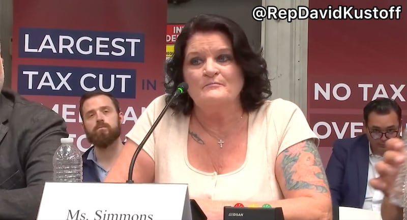 Sharon Simmons shares her story during a Ways and Means Committee field hearing in Nevada in July 2025.