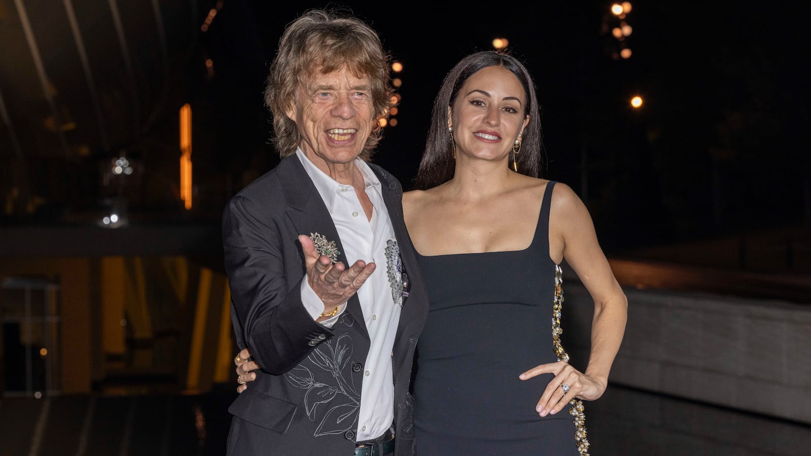 Mick Jagger and Melanie Hamrick at The Prelude To The Olympics in 2024 in Paris, France.