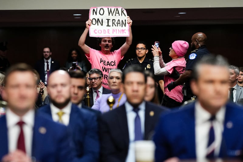 Code Pink protester at Hegseth's senate hearing