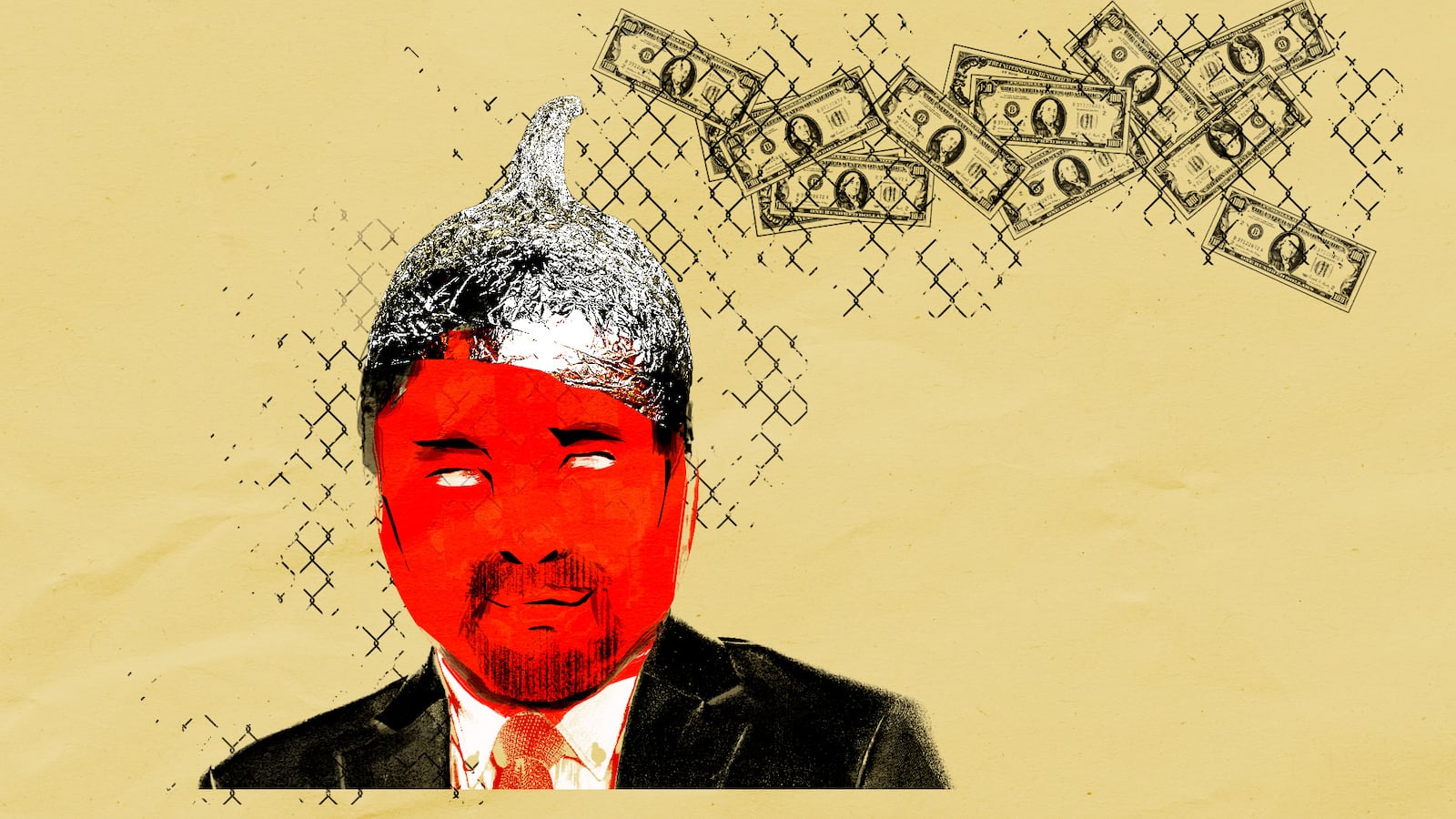 'Frank Wuco wearing a tinfoil hat