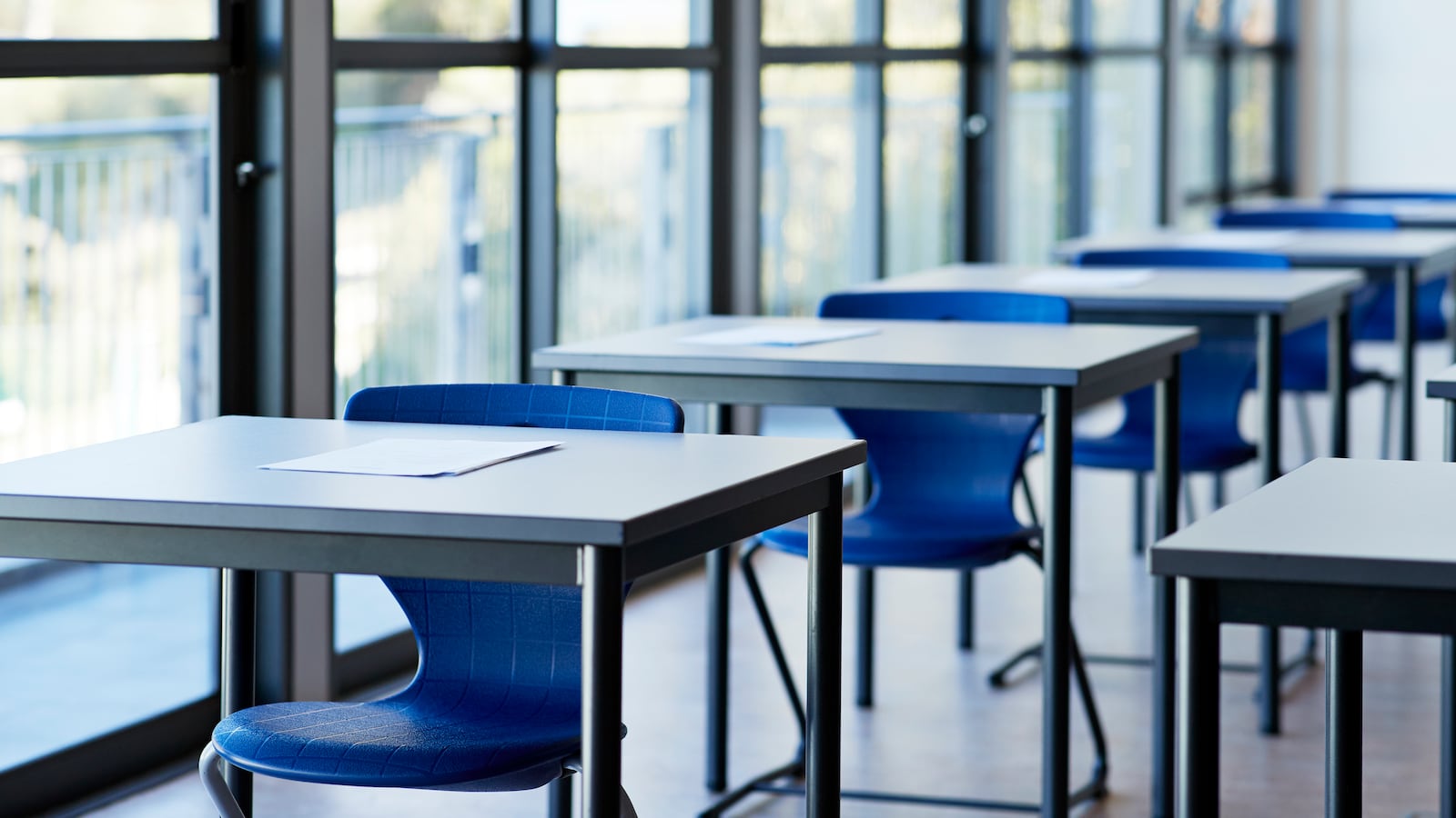 Desks in a classroom