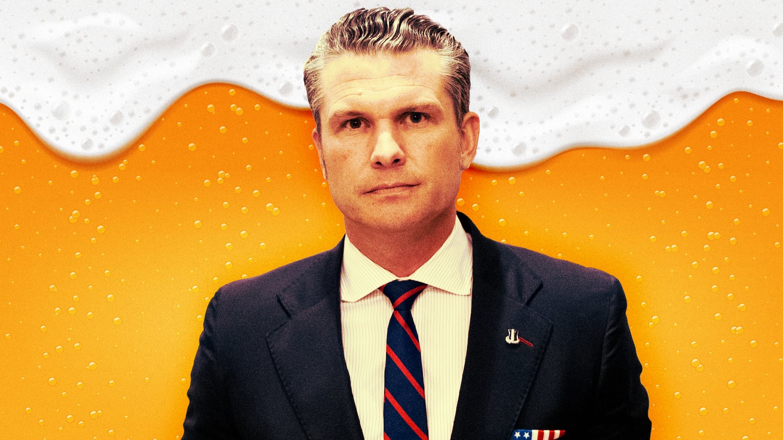 A photo illustration of Pete Hegseth.