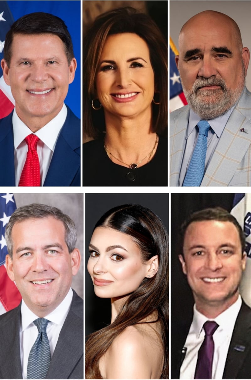 Trump's fair flop goons are top row left to right: Keith Krach, Meredith O’Rourke, Chris LaCivita; and bottom row left to right: David Bohigian, Elizabeth Pipko, and Justin Caporale.