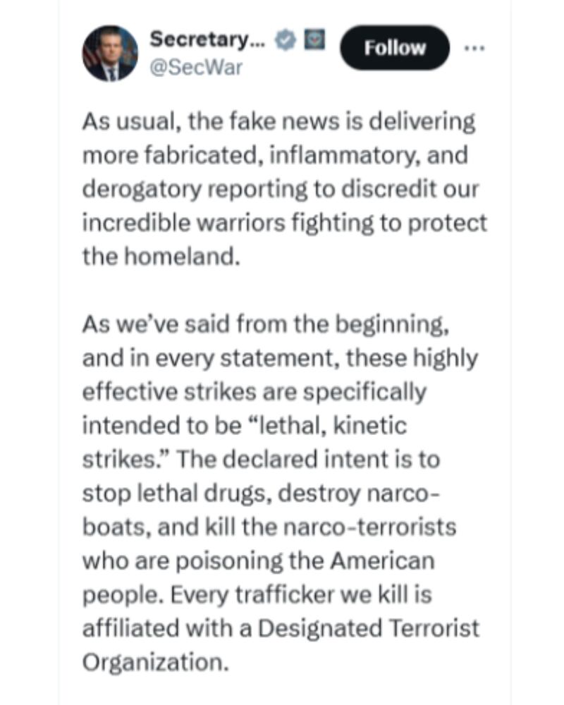 Defense Secretary Pete Hegseth on X.