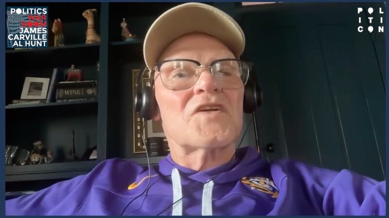 Carville, pictured on his podcast, was unhappy with Vance on several counts.