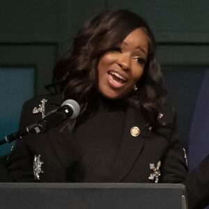 Jasmine Crockett at The 60th Annual Commemoration Of El-Hajj Malik El-Shabazz, Malcolm X in New York City, 2025.
