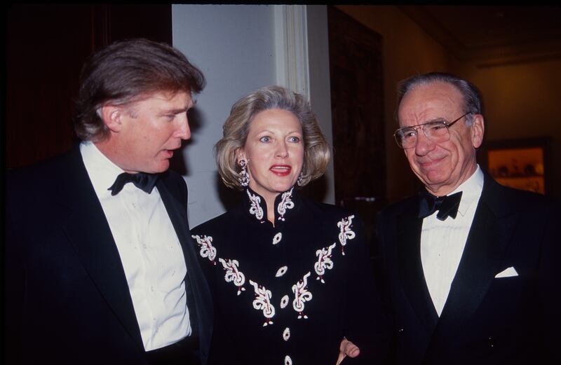 Donald Trump, and married couple, journalist Anna Murdoch & businessman Rupert Murdoch