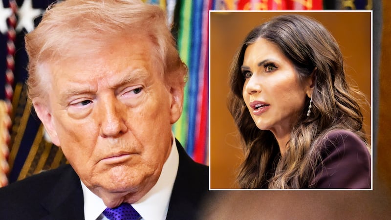 Donald Trump and Kristi Noem.