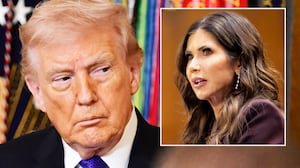 Donald Trump and Kristi Noem.