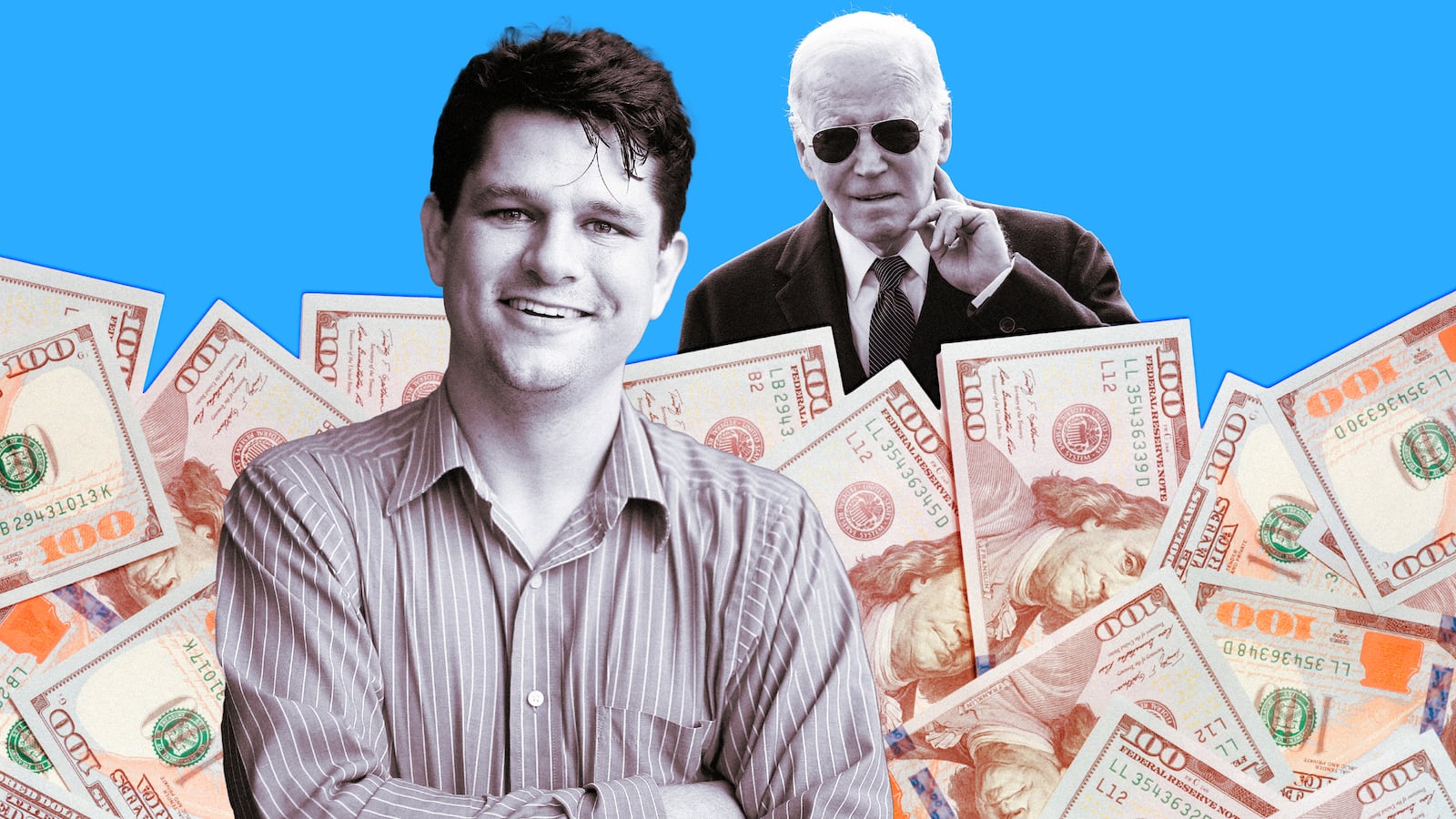 An illustration of Corbin Trent and President Joe Biden.