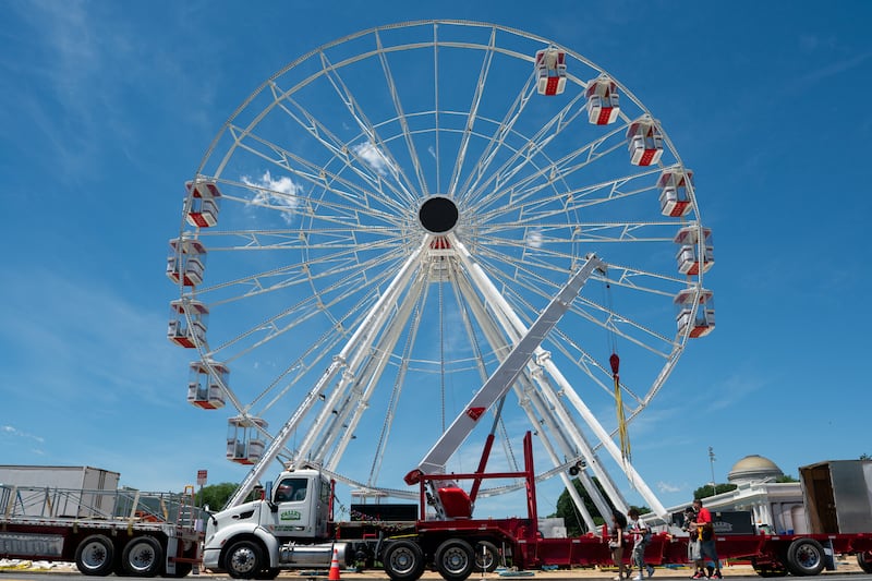 Construction of the Freedom 250 Wheel for the Great American State Fair continues ahead of the 250th anniversary of U.S. independence, on the National Mall in Washington, D.C., U.S., June 20, 2026.