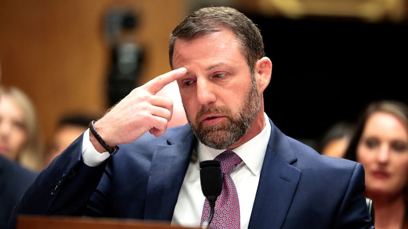 U.S. Senator Markwayne Mullin, President Donald Trump's nominee to be Homeland Security secretary, testifies before a Senate Homeland Security and Governmental Affairs Committee confirmation hearing