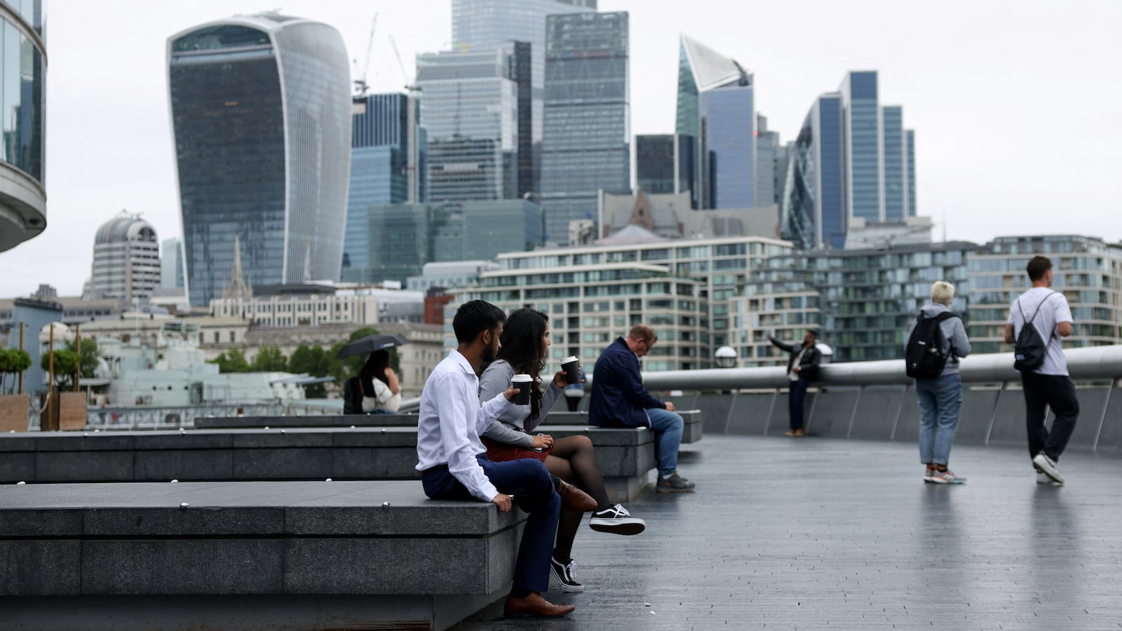 View of London’s skyline from financial district.