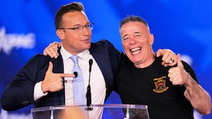 Right-wing political commentator and host of The Benny Show, Benny Johnson and former U.S. Border Patrol Chief Gregory Bovino attend the 2026 Conservative Political Action Conference (CPAC) in Grapevine, Texas, on March 26, 2026.