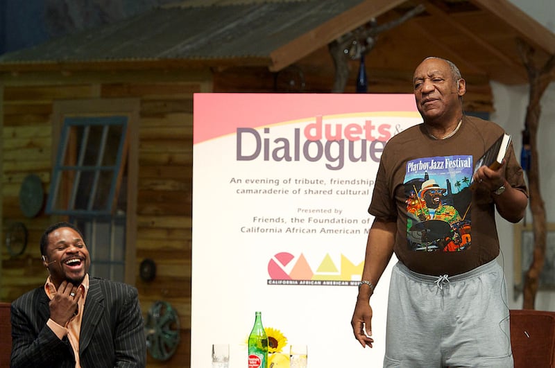 LOS ANGELES, CA - JUNE 11: Malcolm-Jamal Warner and Bill Cosby have an intimate conversation at 'Duets & Dialogues' presented by the Foundation of the California African American Museum on June 11, 2010 in Los Angeles, California. (Photo by Earl Gibson III/Getty Images)